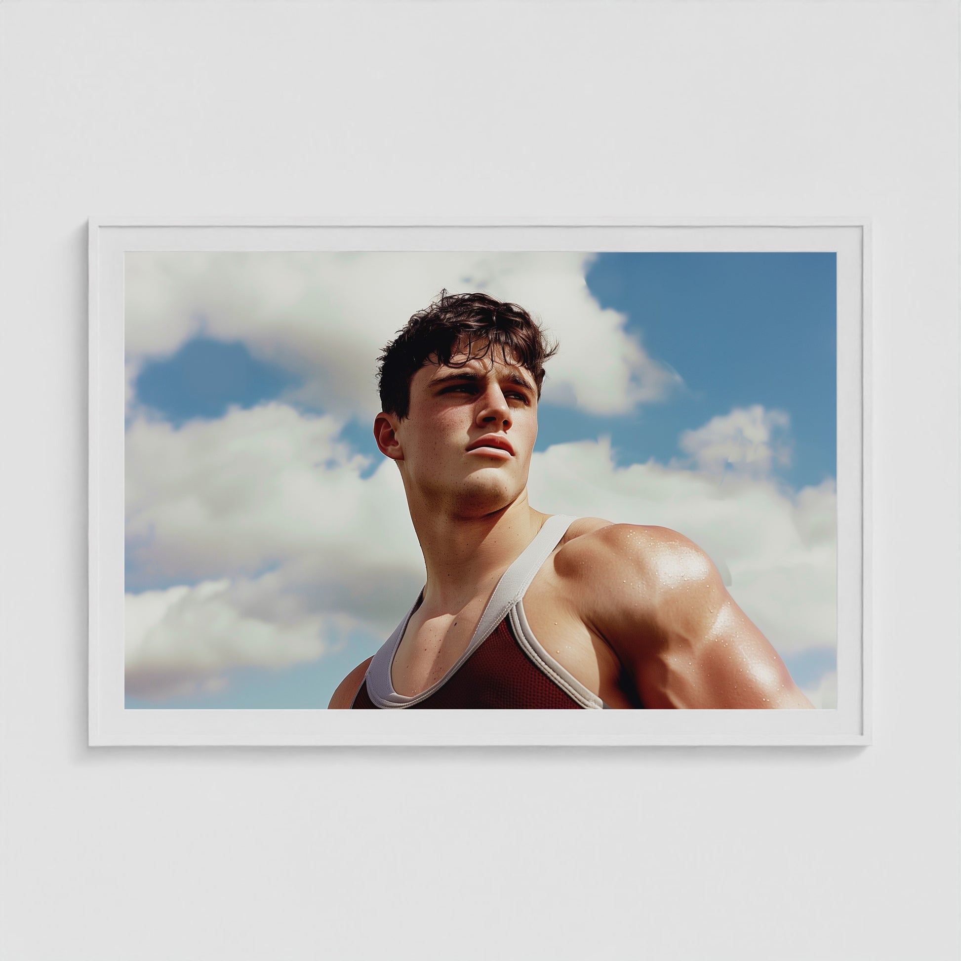 Wrestler 60x40 White Landscape Box Frame