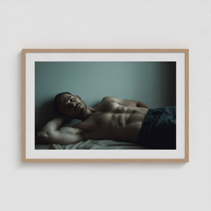Young Man Lounging 36x24 Natural Landscape Box Frame