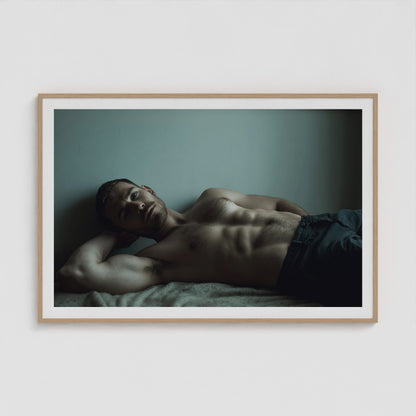 Young Man Lounging 60x40 Natural Landscape Box Frame