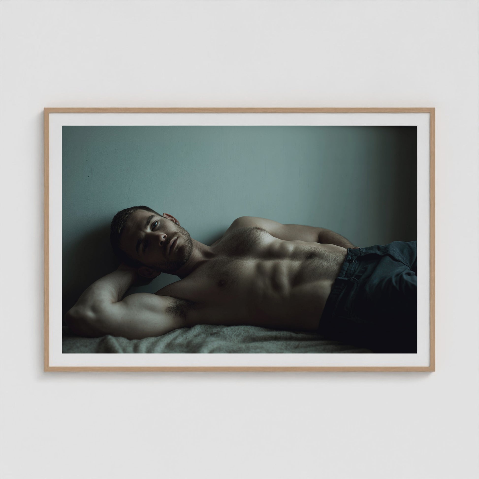 Young Man Lounging 60x40 Natural Landscape Box Frame