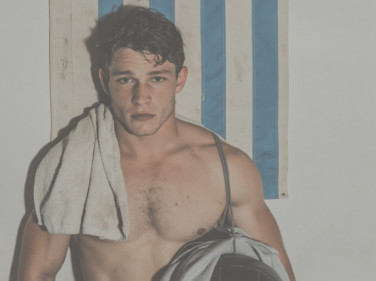 3D Source Artwork - After Practice flash portrait with athlete, towel, and sports bag