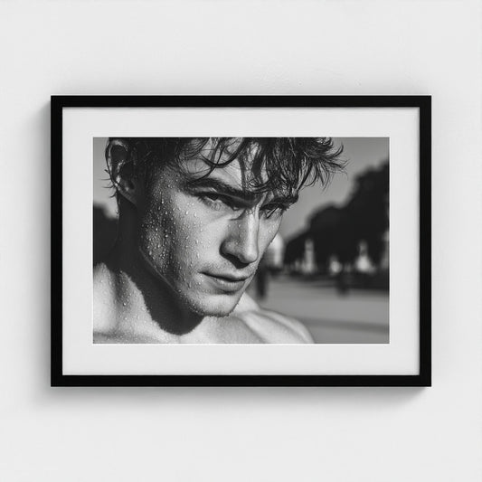 Intense Male Portrait in Atmospheric Greyscale Tones