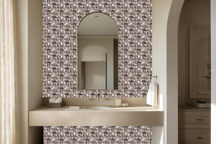 Close up detail of Platinum Petals Wallpaper | Provenance & Patina