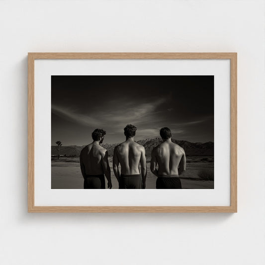 Desert Trio Portrait in Minimal Black and White