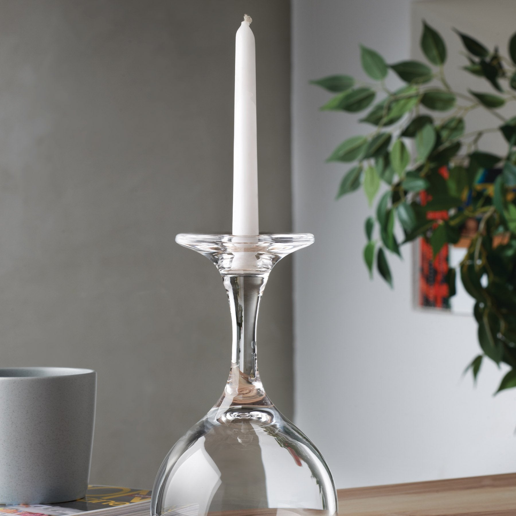 Close up detail of Look Down Candle Holder in Wine Glass Shape | Provenance & Patina