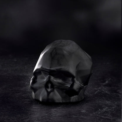 Close up detail of Memento Mori Faceted Skull Sandblasted Black | Provenance & Patina