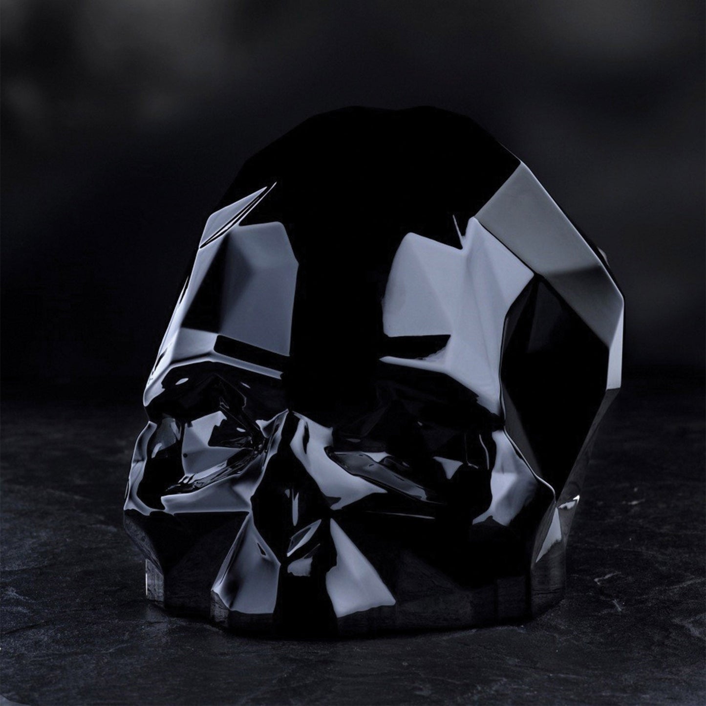 Close up detail of Memento Mori Faceted Skull Black Small Barware | Provenance & Patina