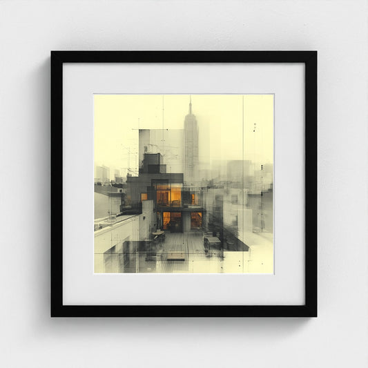 Empire State Rooftop Rendering in Muted Amber Tones