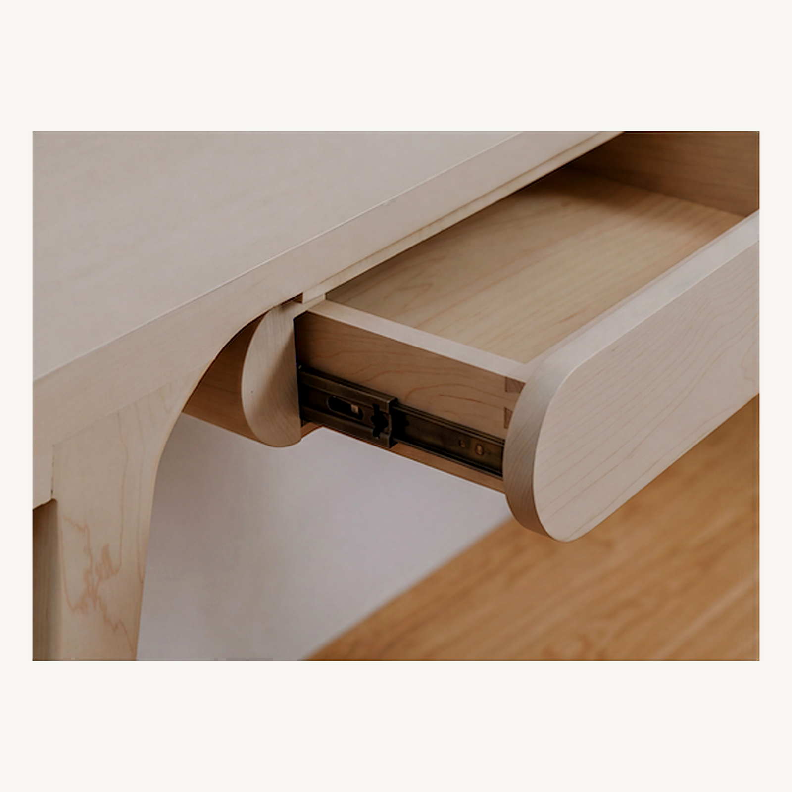 Floating Console Desk - Open Drawer Detail