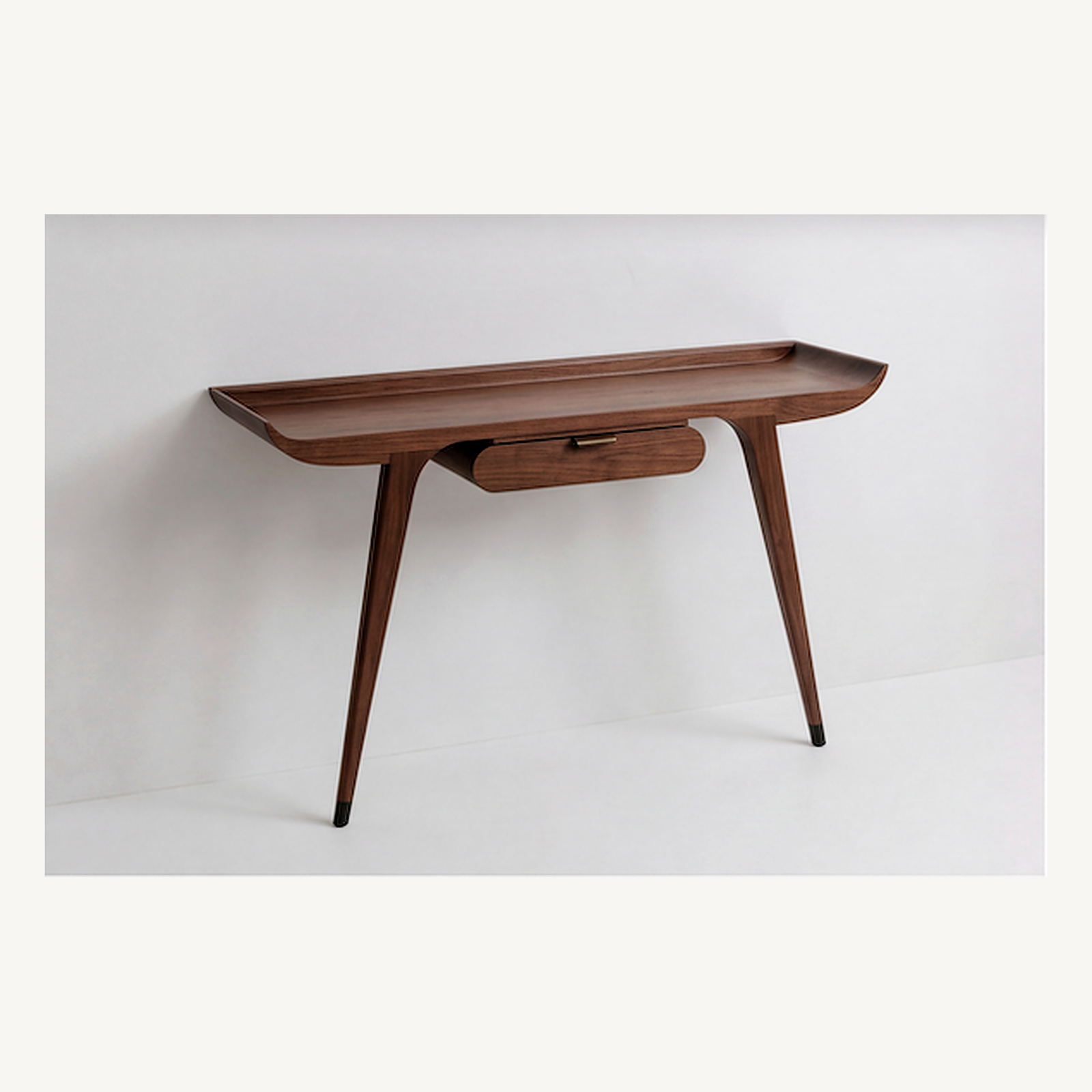 Floating Console Desk - Walnut Full Front