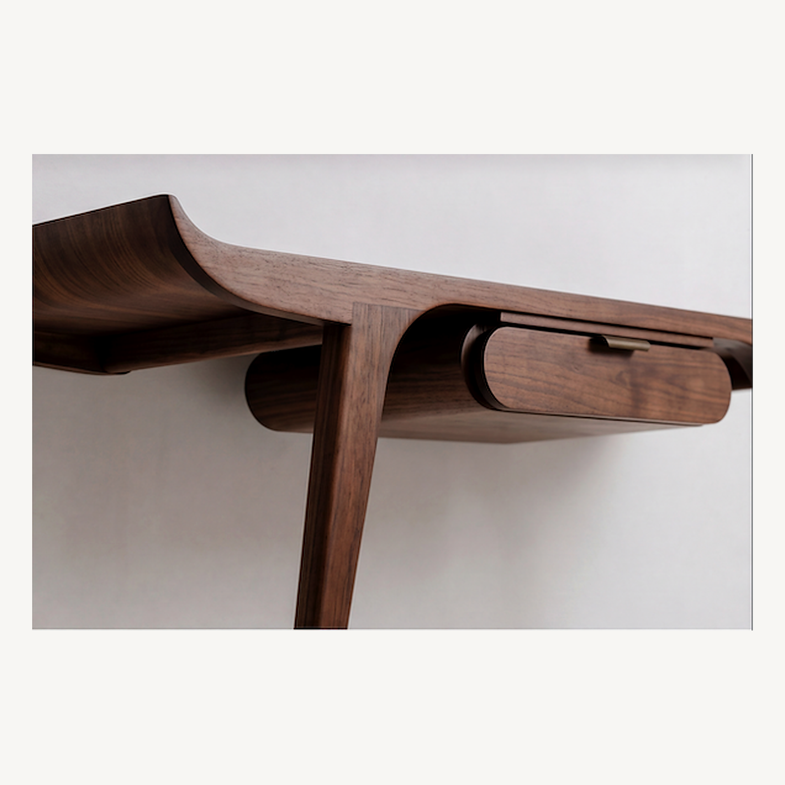 Floating Console Desk - Walnut Side Detail
