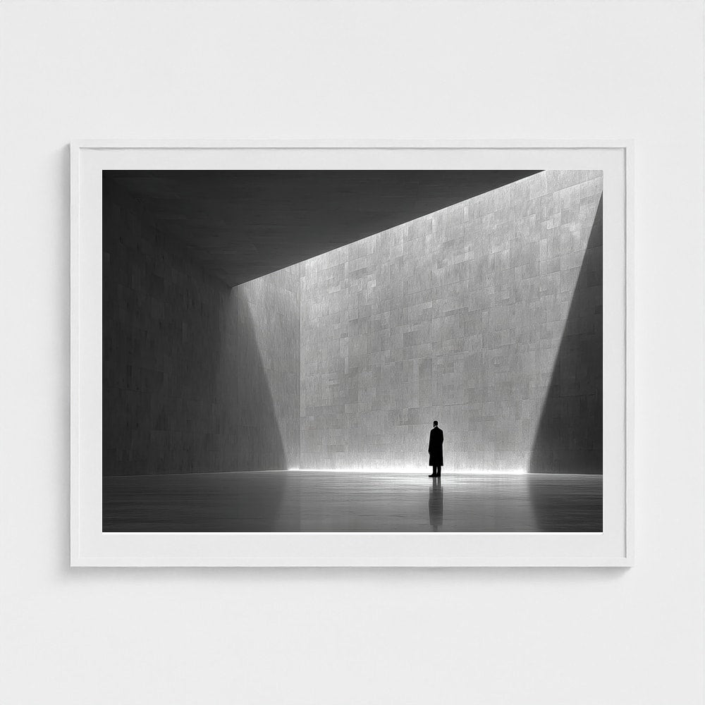 Solitary Figure in Minimal Architectural Light Study