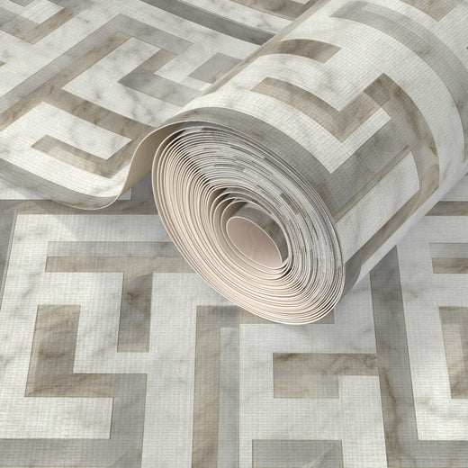 PP wallpaper type roll | greek-key-wallpaper-1 | Carrara Beige | Grass Cloth