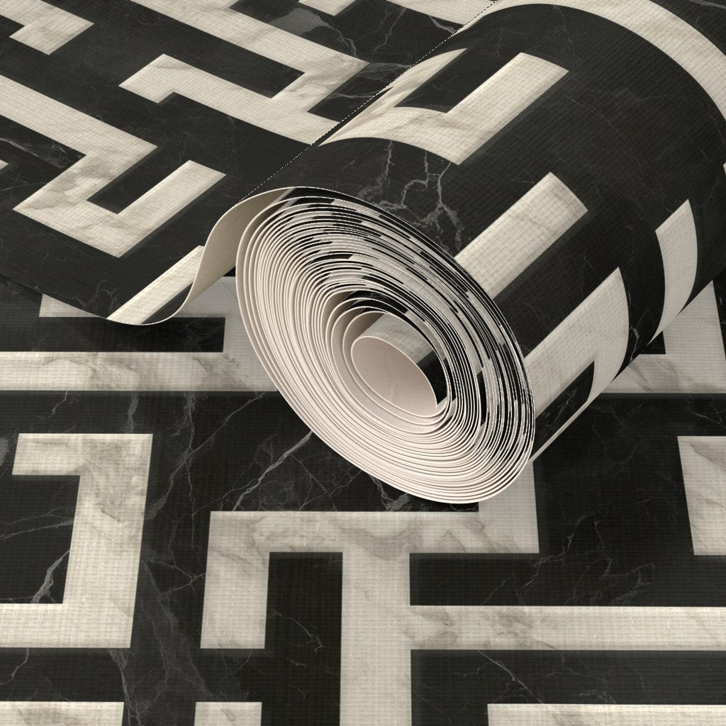 PP wallpaper type roll | greek-key-wallpaper-1 | Carrara Noir | Grass Cloth
