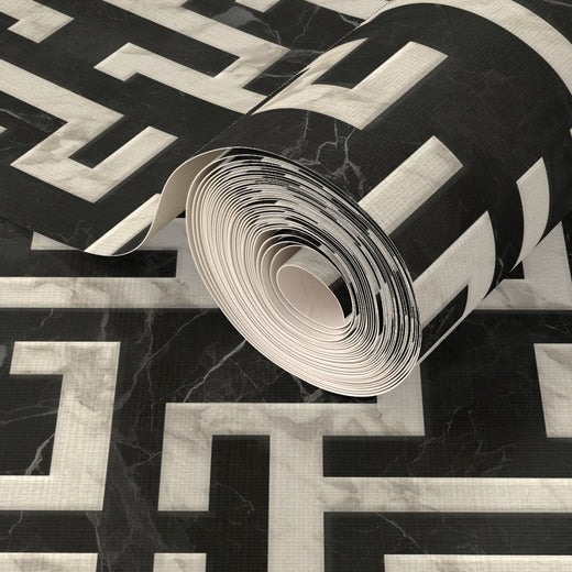 PP wallpaper type roll | greek-key-wallpaper-1 | Carrara Noir | Grass Cloth