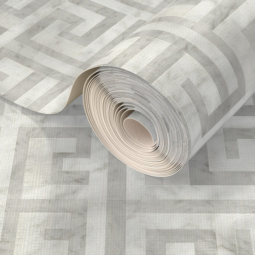 PP wallpaper type roll | greek-key-wallpaper-1 | White Soft Gray | Grass Cloth