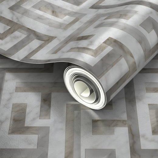 PP wallpaper type roll | greek-key-wallpaper-1 | Carrara Beige | Metallic