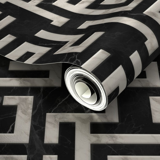 PP wallpaper type roll | greek-key-wallpaper-1 | Carrara Noir | Metallic