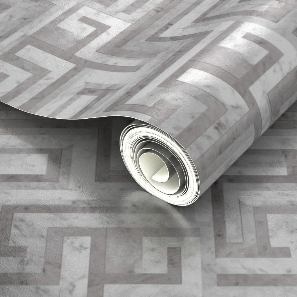 PP wallpaper type roll | greek-key-wallpaper-1 | Meander Gray | Metallic