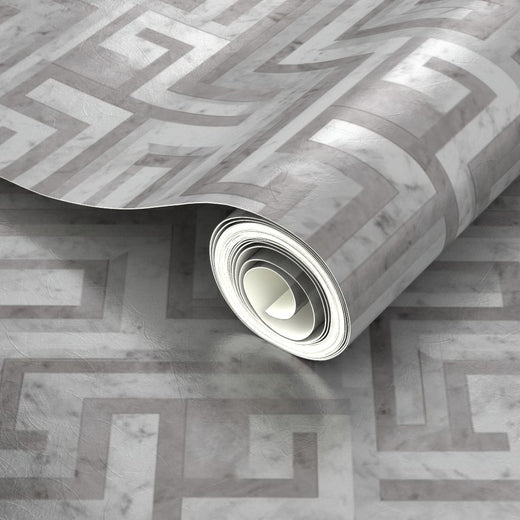 PP wallpaper type roll | greek-key-wallpaper-1 | Meander Gray | Metallic
