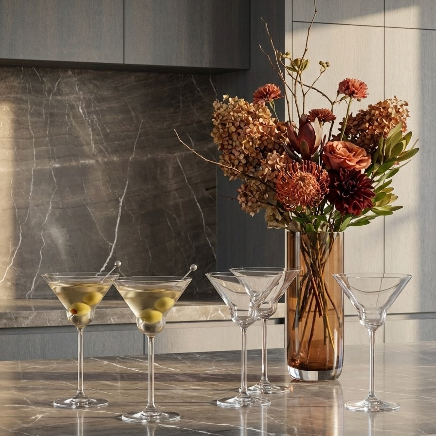 Tall green lead-free crystal vase by Pentagon Design for NUDE Glass, displaying a curved form and blurred transparent finish.