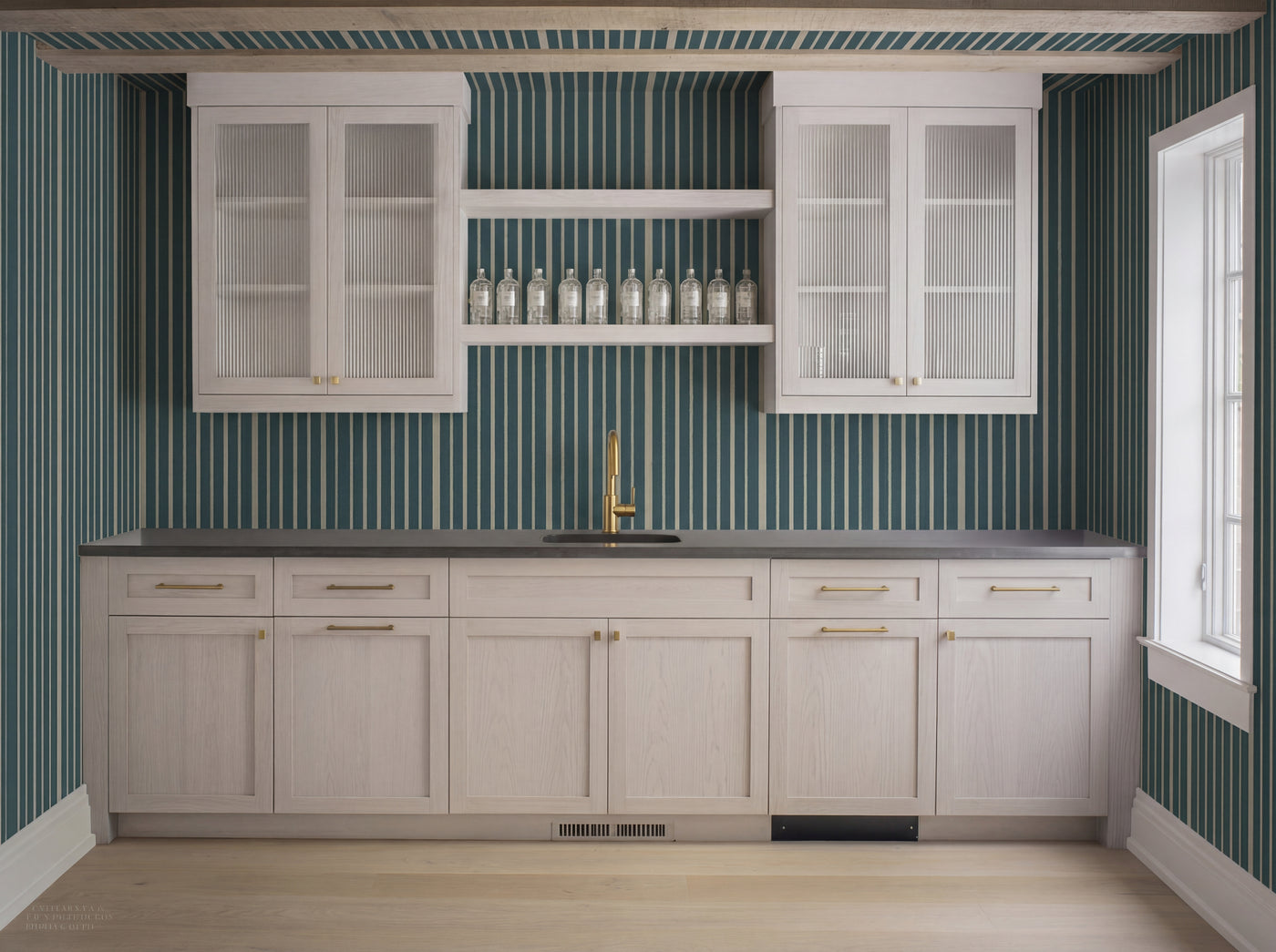 Close up detail of Nautical Stripes Teal Wallpaper | Provenance & Patina