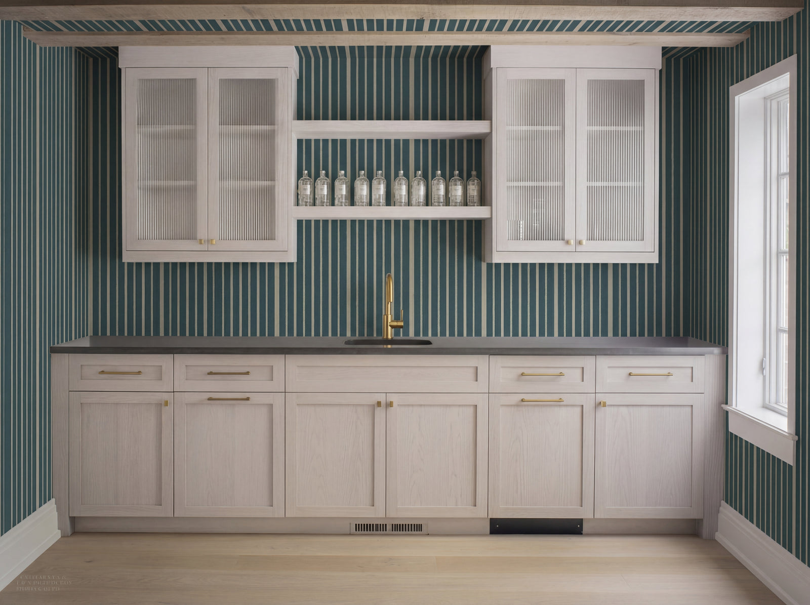 Close up detail of Nautical Stripes Teal Wallpaper | Provenance & Patina