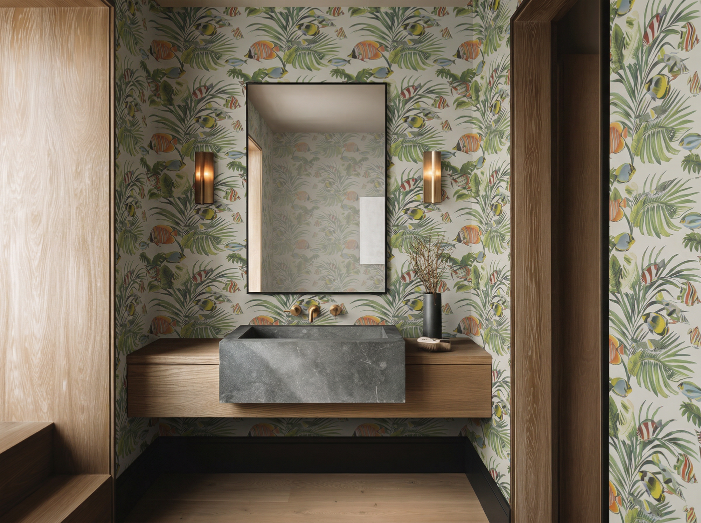 Close up detail of Tropical Fish Tank Wallpaper | Provenance & Patina