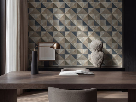 Close up detail of Albers Inspired Offset Patina Panel Wallpaper | Provenance & Patina