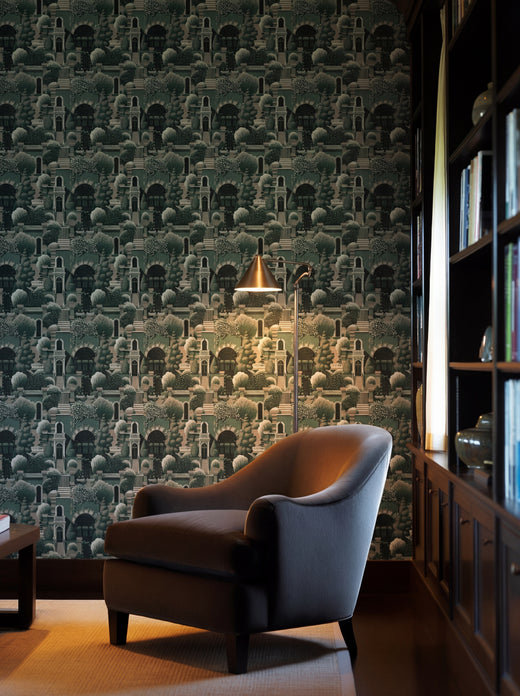 Uptown Scenic Wallpaper showcasing elegant pre-war city illustrations