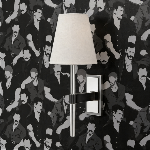 Detailed view of Mustache Men wallpaper pattern