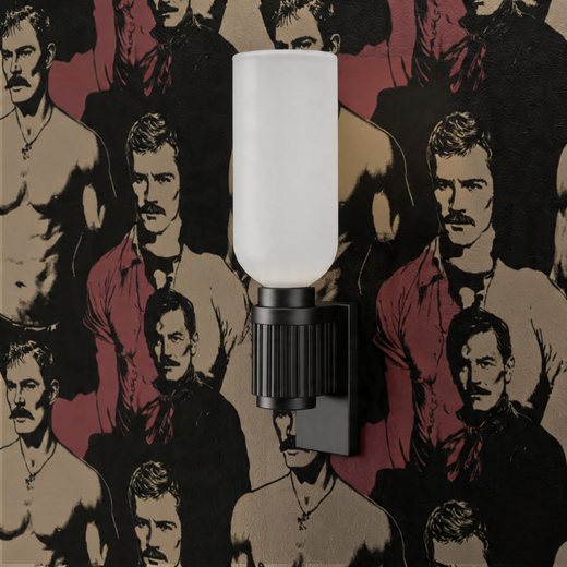 Warm crimson and stone figurative wallpaper pattern close-up detailing