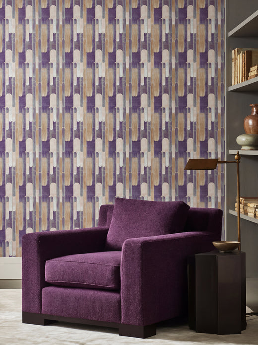 Tempo abstract wallpaper accent wall in a designer interior.