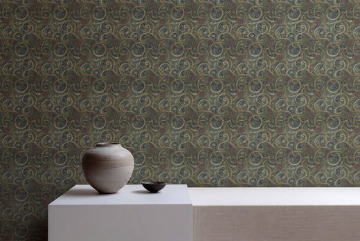Elegant modern living space showcasing the 3rd Century Roman Bath Tile IV wallpaper design.