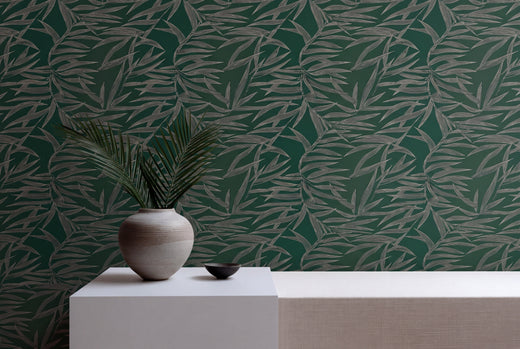 Verdant collection Bamboo wallpaper showcased on a styled accent wall.