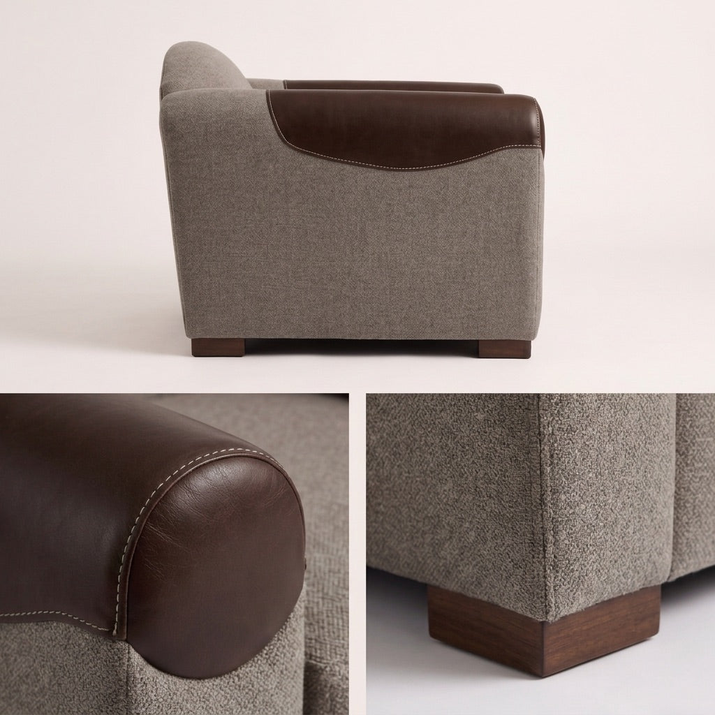 The bespoke Saddle Armchair styled in a modern living space