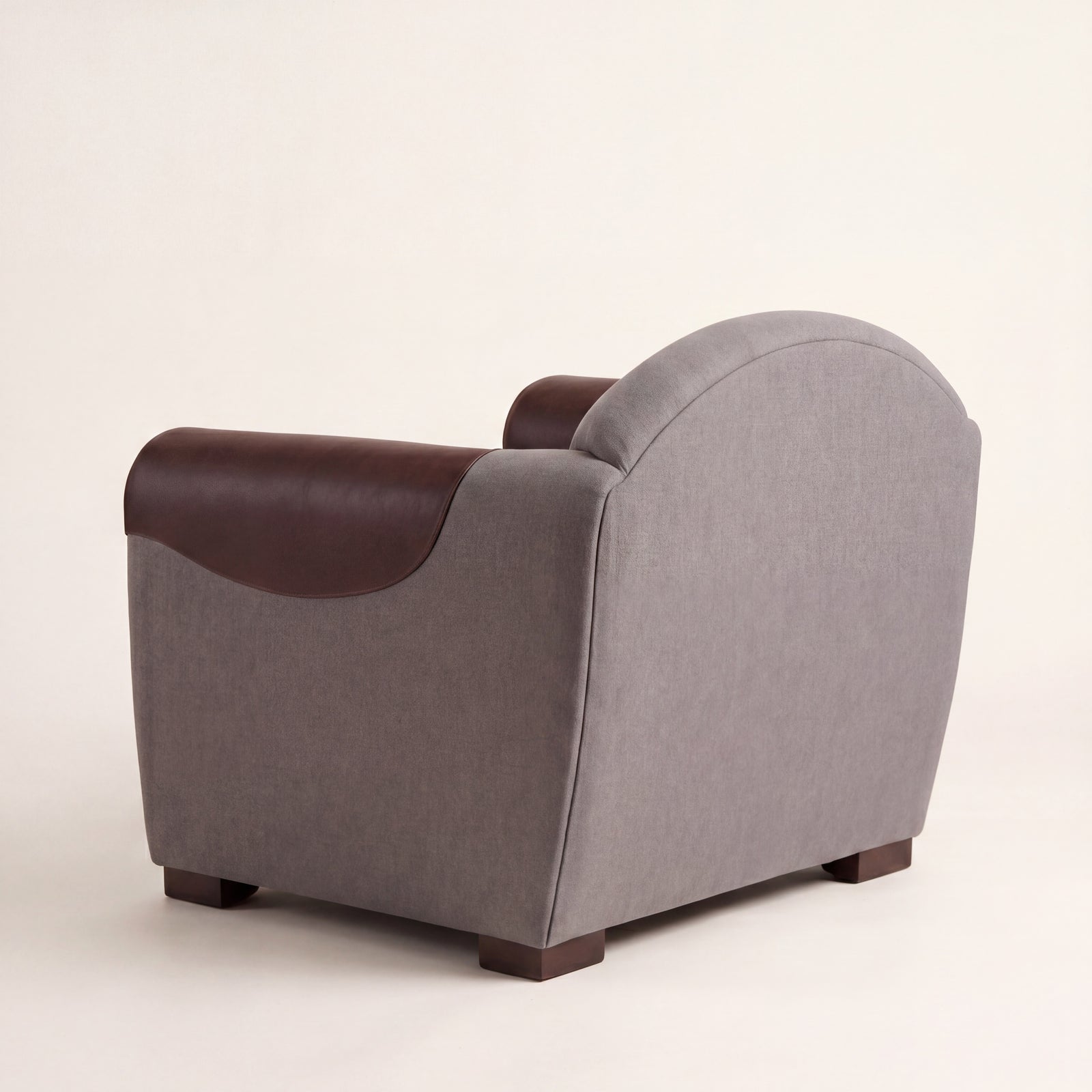 Corner detail showing the elegant tension of custom leather upholstery