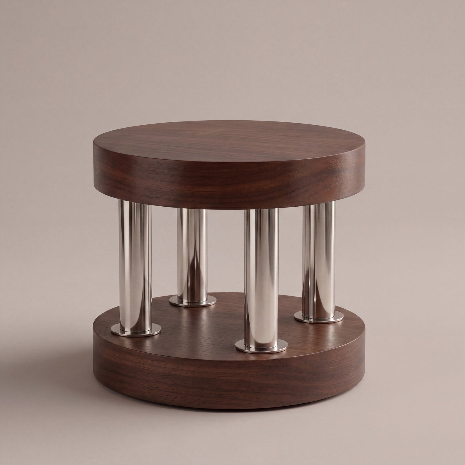 Close-up of the architectural edge and sturdy base of an ash cocktail table.