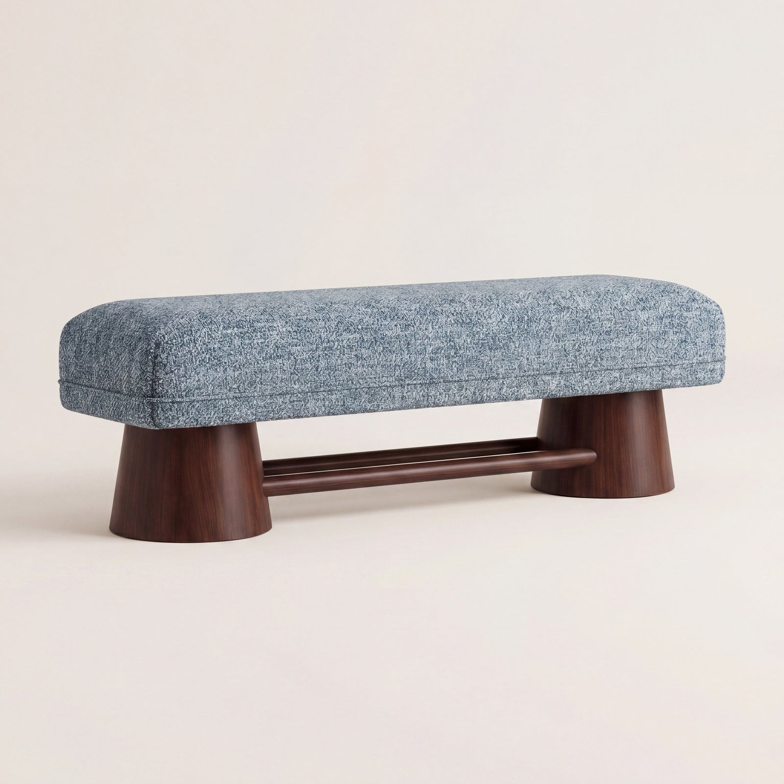 Close-up of the Harbour bench's self-welt upholstery detail and tailored edge.