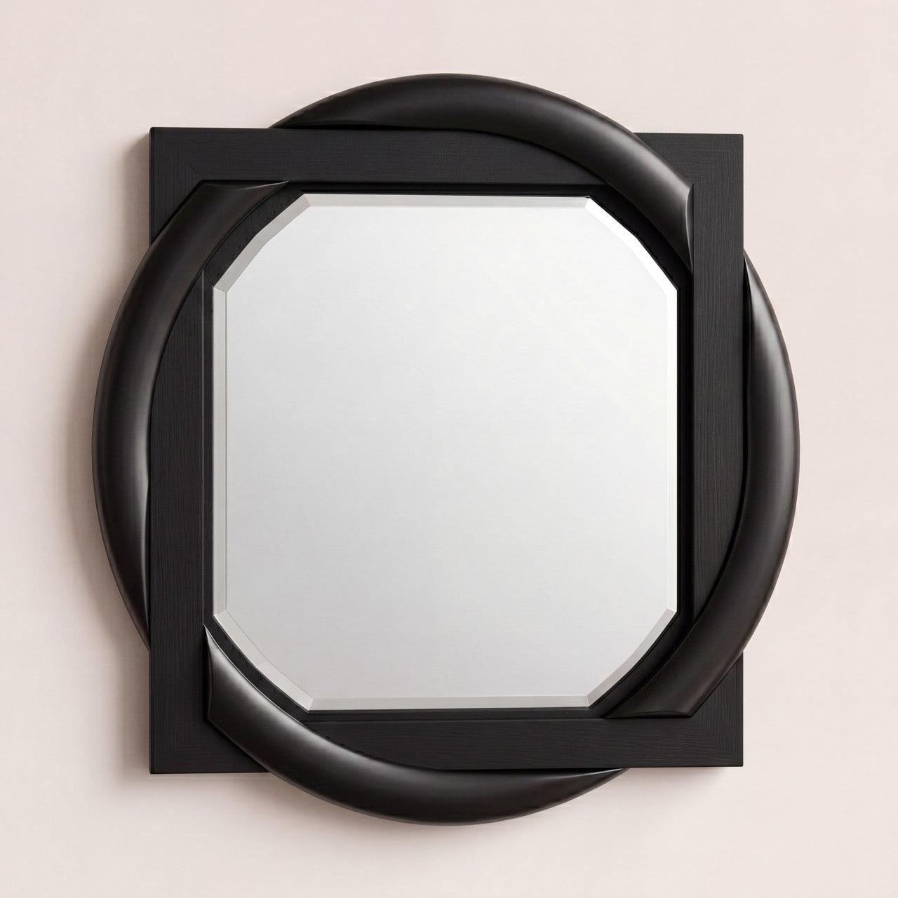 Mazza square wall mirror showing the clean joinery of the ash frame