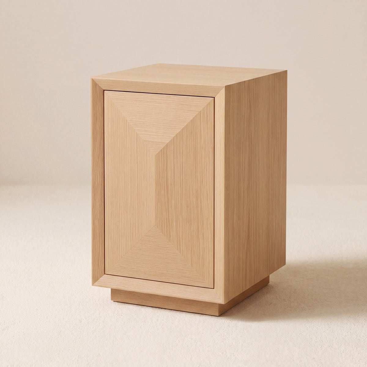 Minimalist wooden Studio Side Table in ash wood, showcasing its clean lines and seamless design.