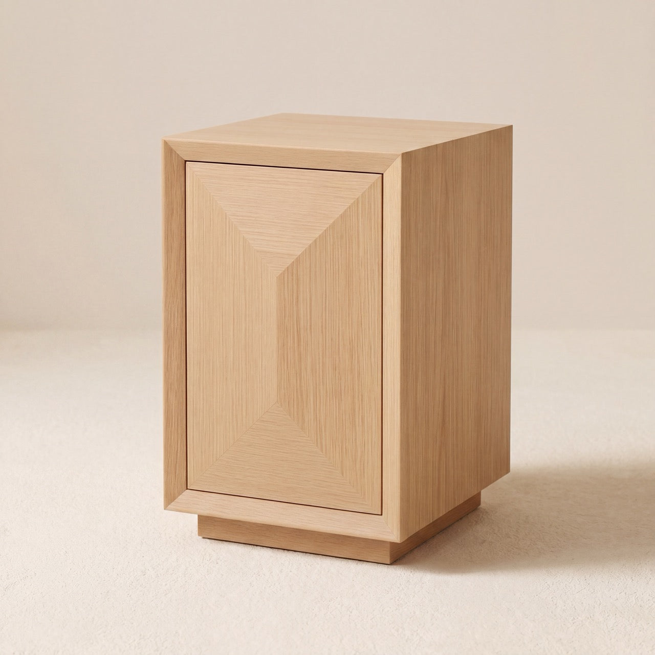 Minimalist wooden Studio Side Table in ash wood, showcasing its clean lines and seamless design.