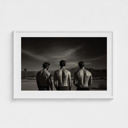 Desert Trio Portrait in Minimal Black and White