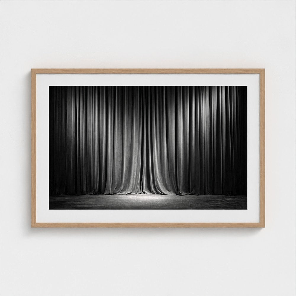 Dramatic Velvet Stage Curtains in Deep Charcoal Tones