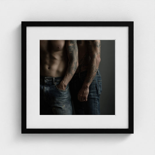 Tattooed Male Torsos in Minimal Denim Portrait