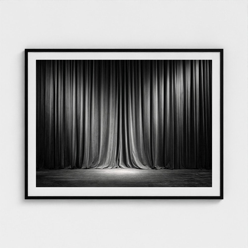 Dramatic Velvet Stage Curtains in Deep Charcoal Tones