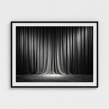 Dramatic Velvet Stage Curtains in Deep Charcoal Tones