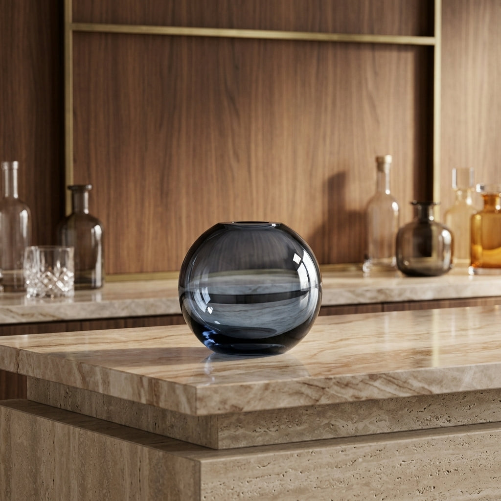 Mars Vase Small Steel Blue Gemini marble editorial product cover