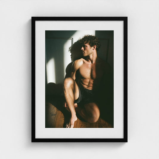 Male Figure in Sunlit Shadow Study on Warm Floor