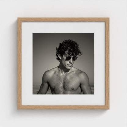 Coastal Gaze fine art print in a 16x16 inch natural oak frame for modern organic decor.